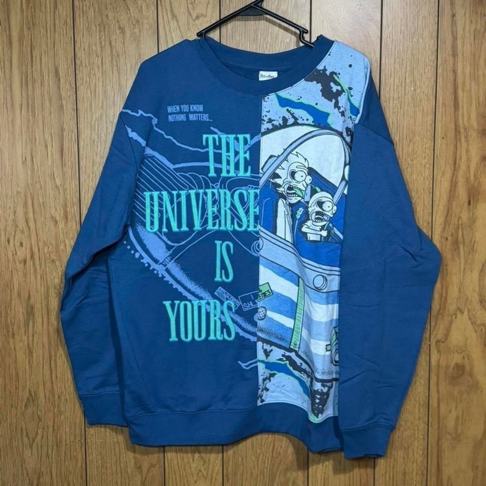 Rick and Morty blue and‎ white crewneck sweatshirt Size 2XL NWT